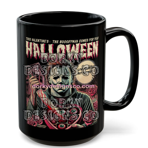 Black Mug (11oz, 15oz) | Michael Myers Halloween Valentine’s Edition