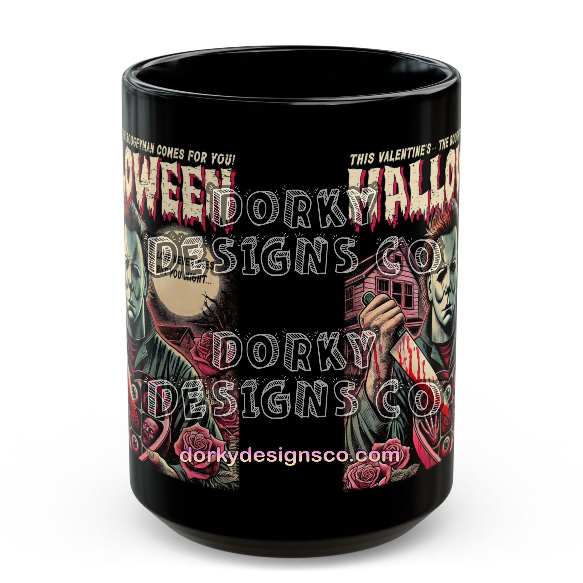Black Mug (11oz, 15oz) | Michael Myers Halloween Valentine’s Edition