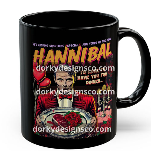 Black Mug (11oz, 15oz) | Hannibal-Inspired Vintage Horror Comic: Valentine’s Edition