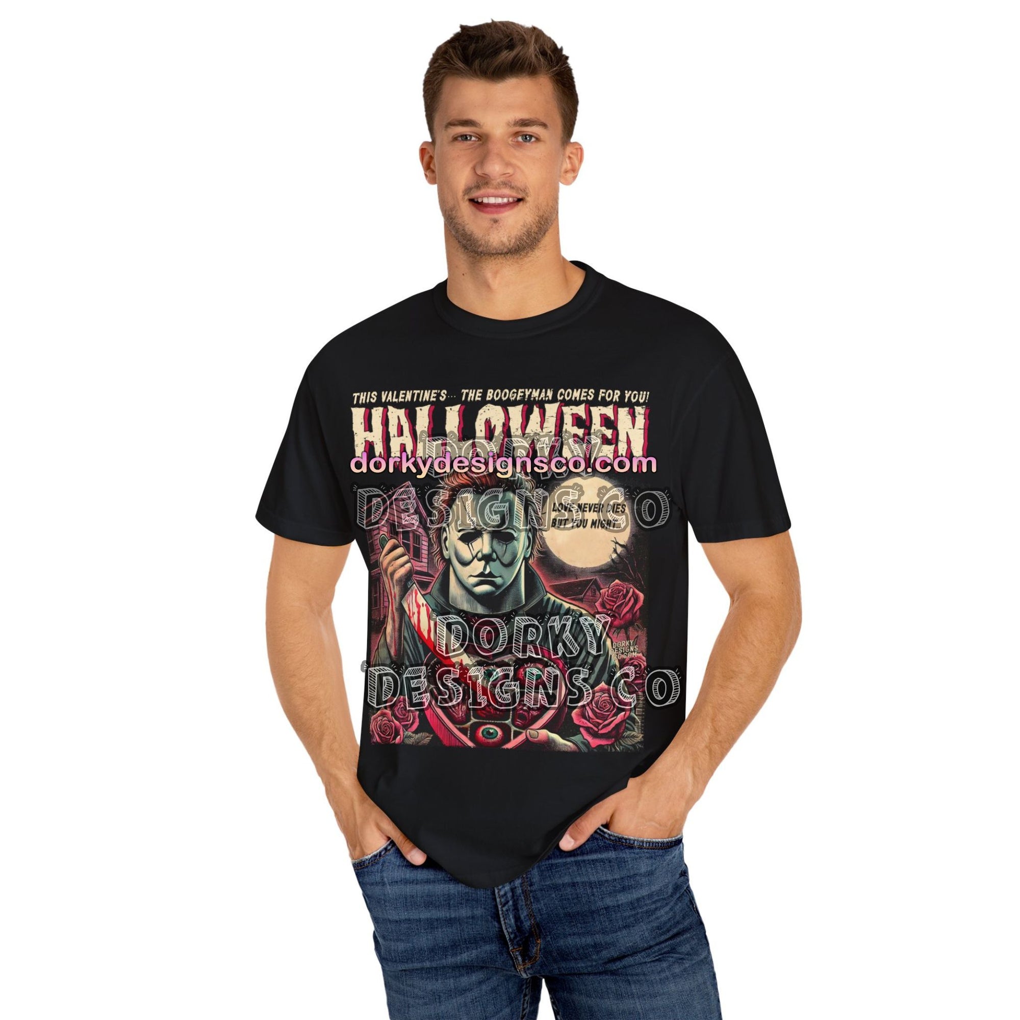 Unisex Vintage Tee | Michael Myers Halloween Valentine’s Edition