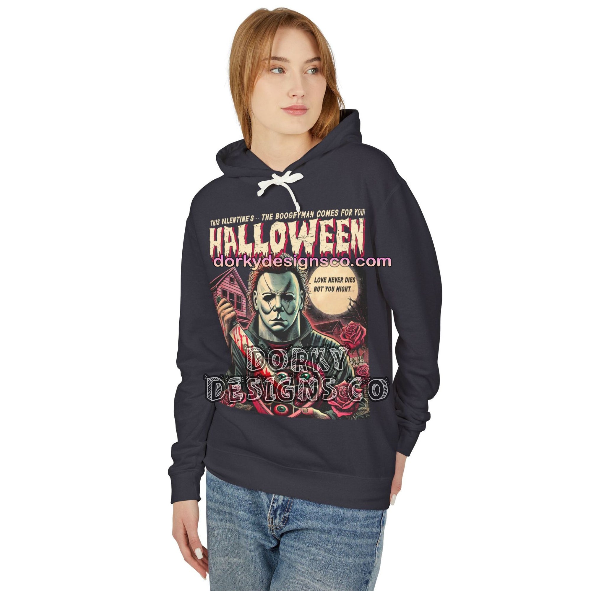 Unisex Vintage Look Hoodie | Michael Myers Halloween Valentine’s Edition