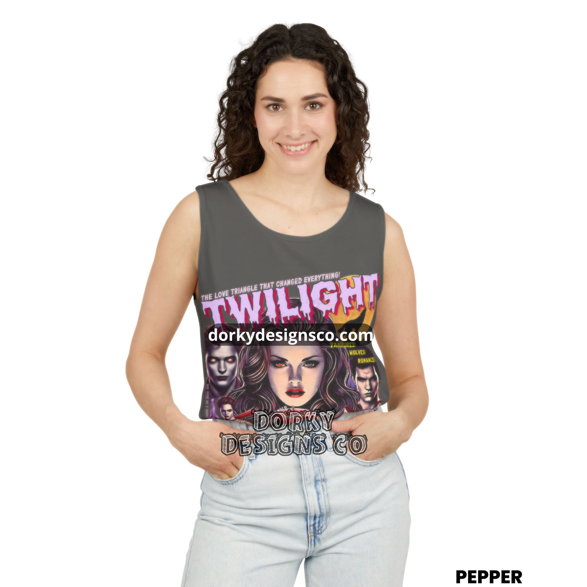 Unisex Vintage Washed Tank Top | Twilight-Inspired Retro Pulp Comic No. 5