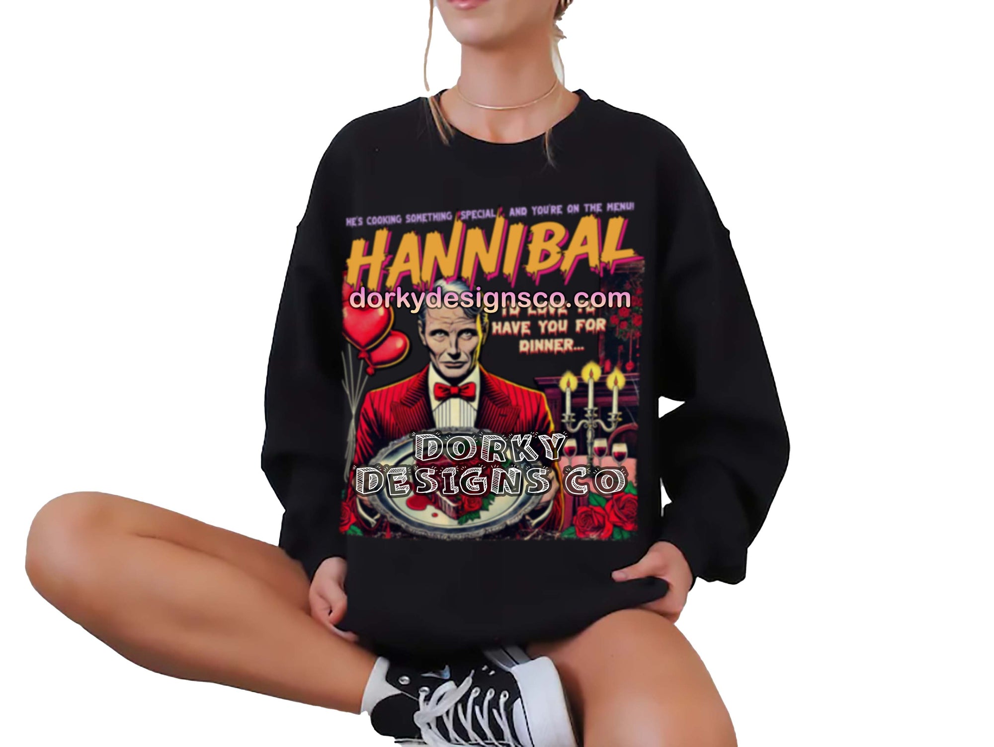 Cozy Unisex Classic Fleece Sweatshirt | Hannibal-Inspired Vintage Horror Comic: Valentine’s Edition