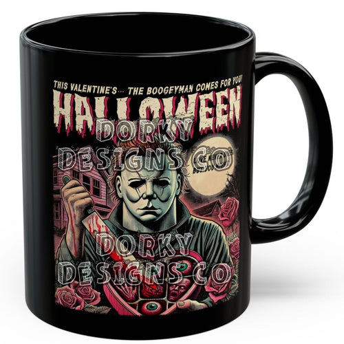 Black Mug (11oz, 15oz) | Michael Myers Halloween Valentine’s Edition