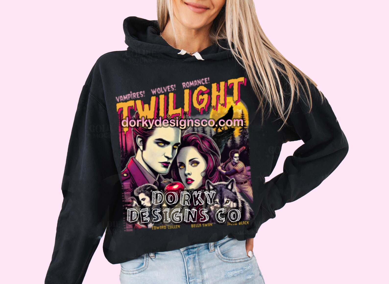 Unisex Pigment-Dyed Vintage Hoodie | Twilight-Inspired Retro Pulp Comic No.2
